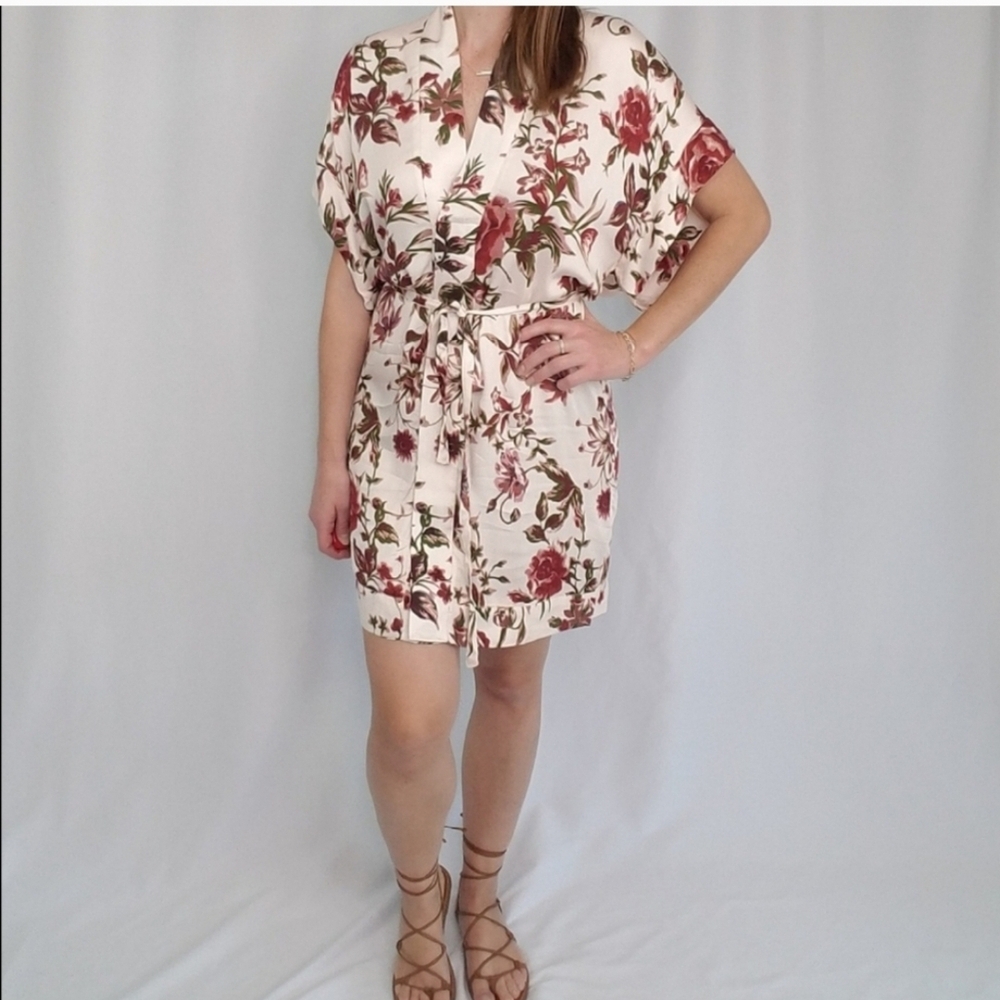 Dress Forum Blush and Burgandy Floral Kimono Dress